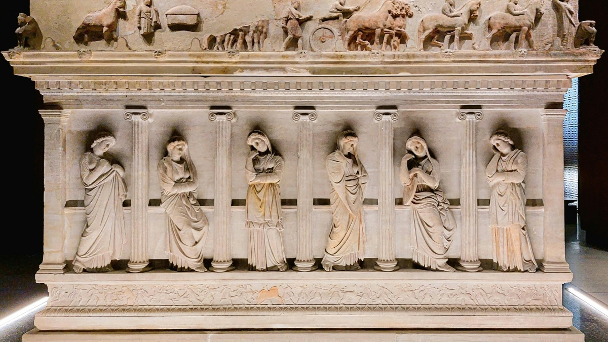 Ancient Marble Sarcophagus with Sculptures Oldest professions in the world 