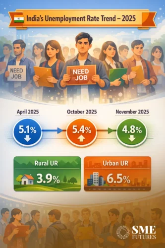 India's unemployment rate trend 2025