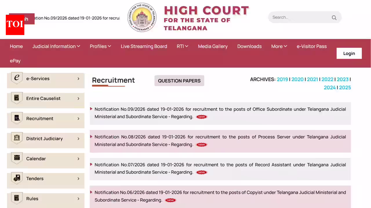 Telangana District Court Recruitment 2026: Notification released for 859 Examiner, Copyist and other posts