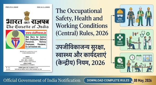 The Occupational Safety, Health and Working Conditions (Central) Rules, 2026: Notification No. G.S.R. 345(E) dated 08.05.2026