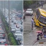 Gurugram Battles Rain Mayhem, Urges Work From Home Amid Kilometres-Long Traffic Jam, Road Cave-Ins | India News