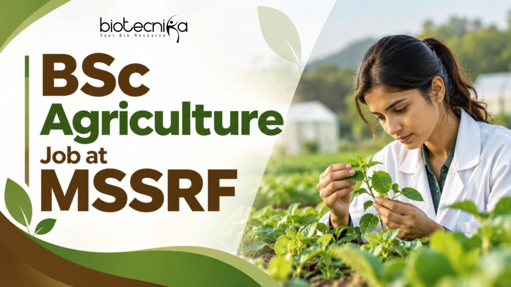 Latest BSc Agriculture Job at MSSRF | Application Open Now