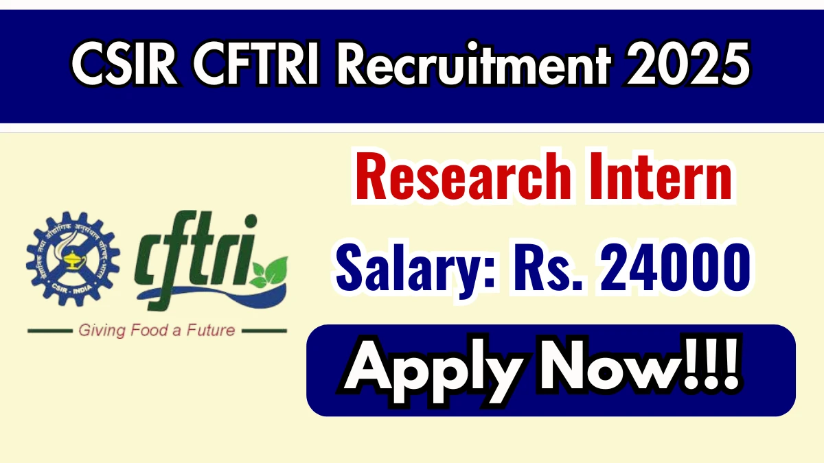 CSIR CFTRI Research Intern Recruitment 2025