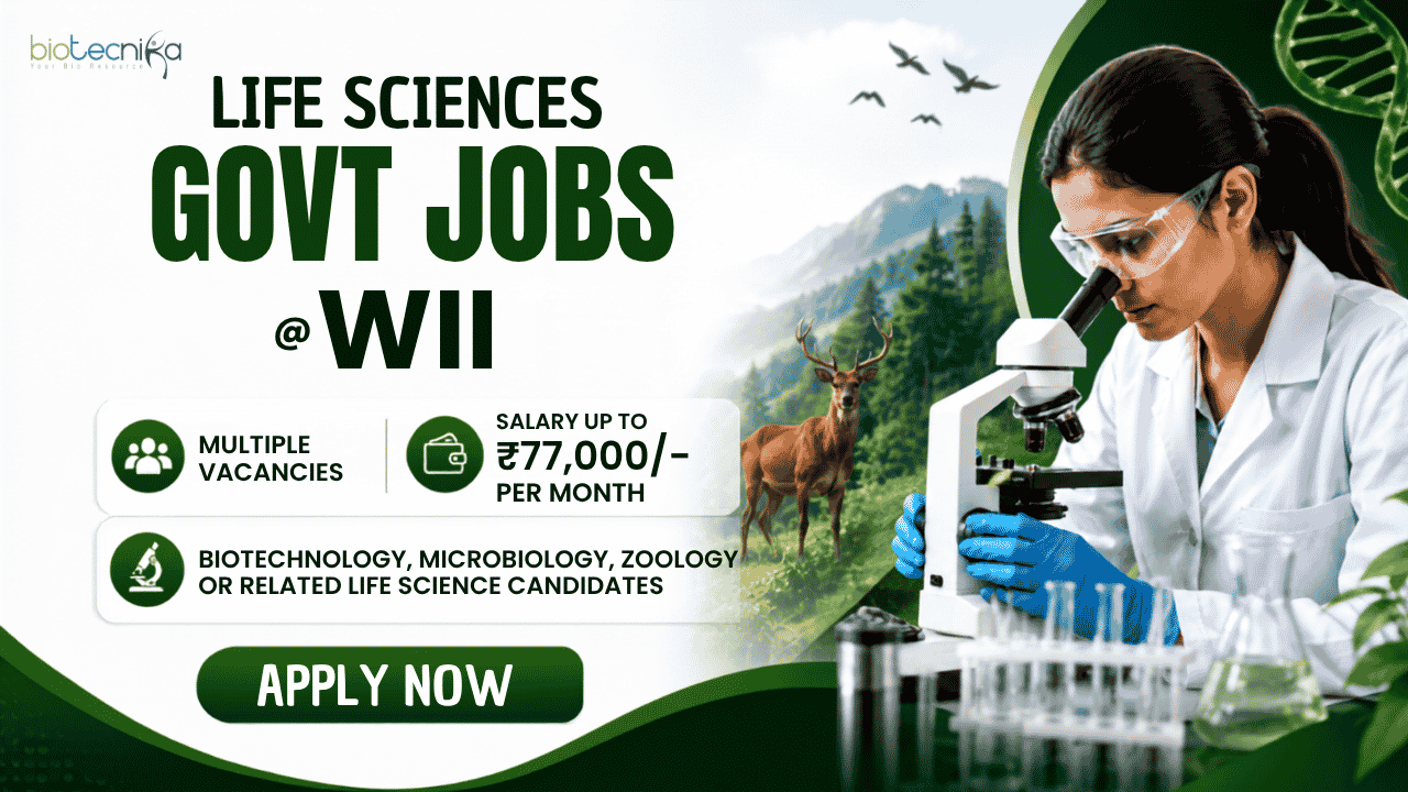 Multiple Vacancies at WII | Life Sciences Jobs with Rs, 77,000/