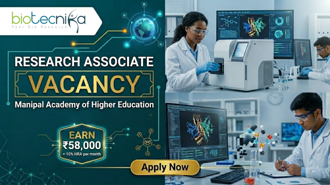 Research Associate Job at MAHE | Life Sciences