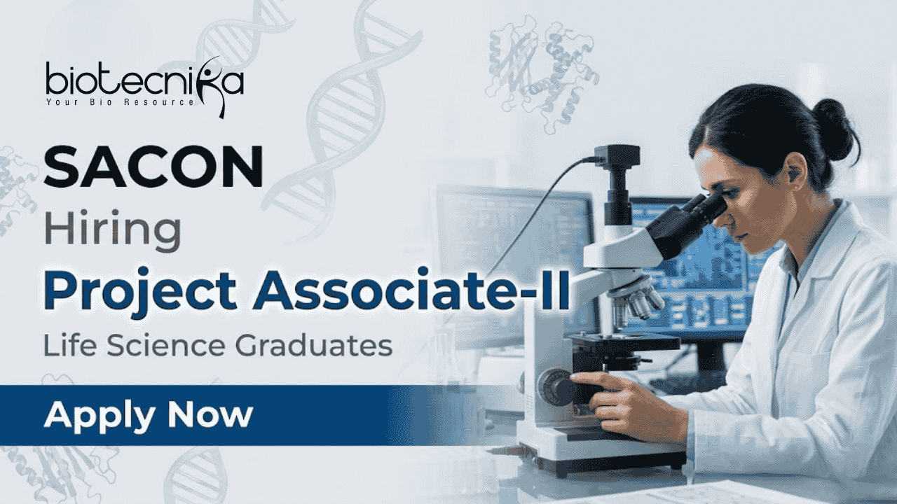 SACON Recruitment 2026 for Project Associate