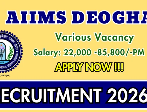 AIIMS Deoghar DEO, Project Technical Support and More Recruitment 2026