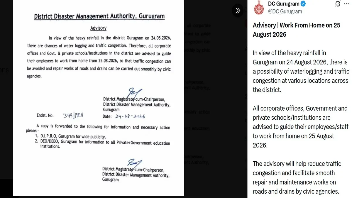 DC Gurugram Issues Advisory to Provide Work from Home and Conduct Online Classes for Today Due to Extreme Rain and Waterlogging | Education News