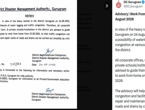 DC Gurugram Issues Advisory to Provide Work from Home and Conduct Online Classes for Today Due to Extreme Rain and Waterlogging | Education News