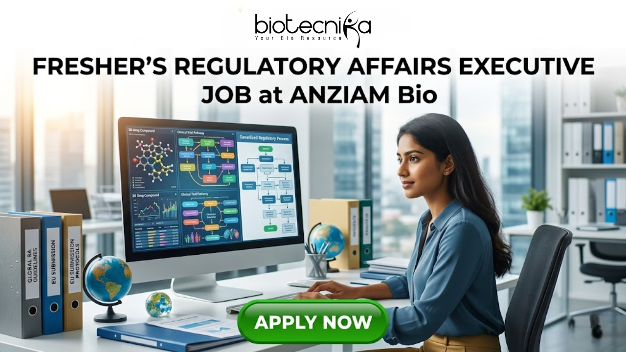 Fresher Regulatory Affairs Executive Job at ANZIAM Bio